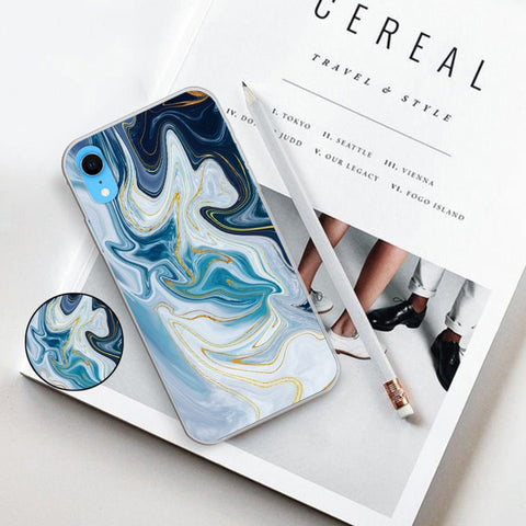 Embossed Varnished Marble TPU Protective Case with Holder, For iPhone XS / X, For iPhone XR, For iPhone XS Max, For iPhone 8 Plus & 7 Plus, For iPhone 8 & 7, For iPhone 6 & 6s