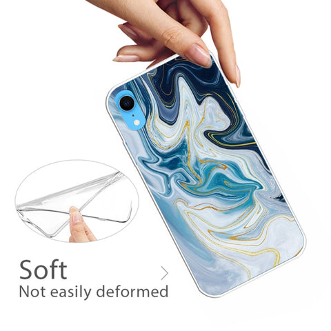 Embossed Varnished Marble TPU Protective Case with Holder, For iPhone XS / X, For iPhone XR, For iPhone XS Max, For iPhone 8 Plus & 7 Plus, For iPhone 8 & 7, For iPhone 6 & 6s