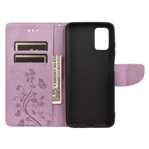 Butterfly Flower Pattern Horizontal Flip Leather Case with Holder & Card Slots & Wallet, For Samsung Galaxy A03s 166mm