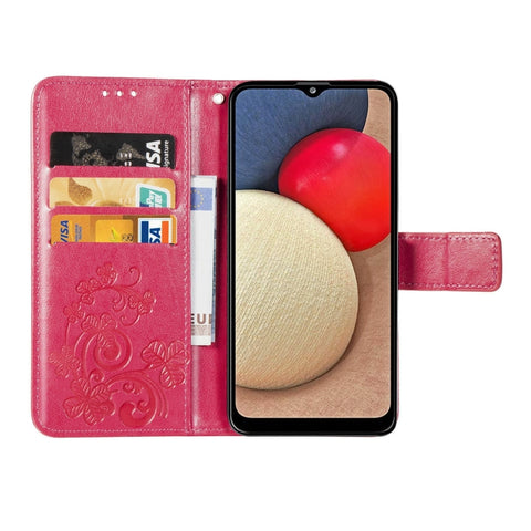Four-leaf Clasp Embossed Leather Case with Lanyard & Card Slot & Wallet & Holder, For Samsung Galaxy A03s 166mm