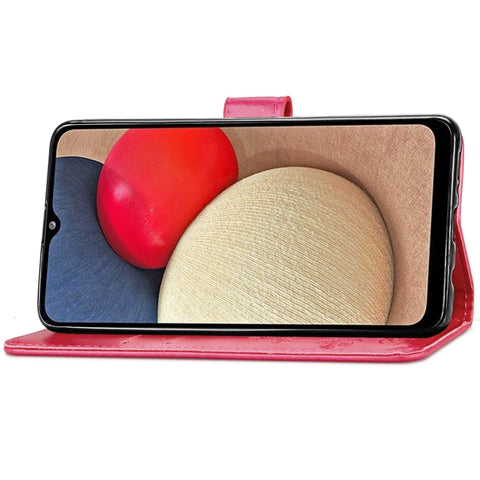 Four-leaf Clasp Embossed Leather Case with Lanyard & Card Slot & Wallet & Holder, For Samsung Galaxy A03s 166mm