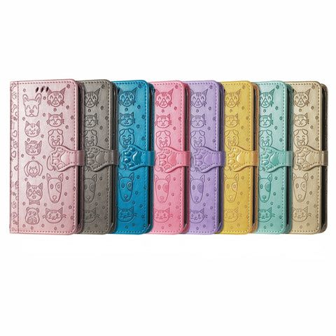 Cute Cat and Dog Embossed Horizontal Flip Leather Case with Holder & Card Slots & Wallet & Lanyard, For Samsung Galaxy A03s 166mm