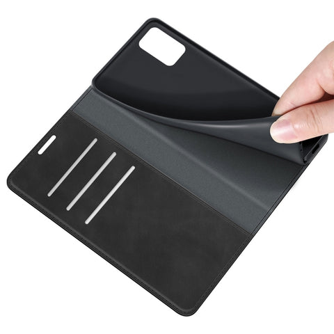 Retro-skin Magnetic Suction Leather Case with Holder & Card Slots & Wallet, For Galaxy A03s 166mm