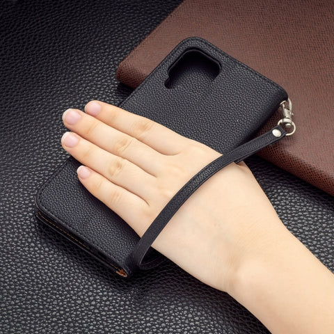 Litchi Texture Pure Color Horizontal Flip Leather Phone Case with Holder & Card Slots & Wallet & Lanyard, For Samsung Galaxy A22 4G