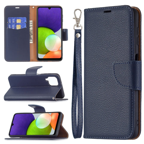 Litchi Texture Pure Color Horizontal Flip Leather Phone Case with Holder & Card Slots & Wallet & Lanyard, For Samsung Galaxy A22 4G