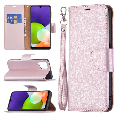 Litchi Texture Pure Color Horizontal Flip Leather Phone Case with Holder & Card Slots & Wallet & Lanyard, For Samsung Galaxy A22 4G