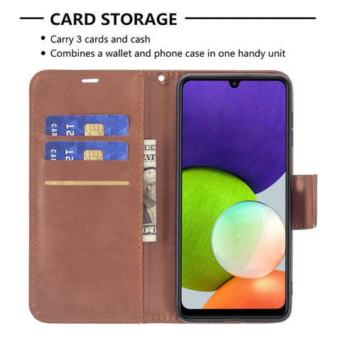 Retro Lambskin Texture Pure Color Horizontal Flip Leather Phone Case with Holder & Card Slots & Wallet & Lanyard, For Samsung Galaxy A22 4G