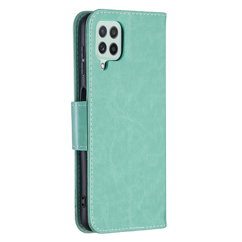 Embossing Two Butterflies Pattern Horizontal Flip Leather Phone Case with Holder & Card Slot & Wallet & Lanyard, For Samsung Galaxy A22 4G
