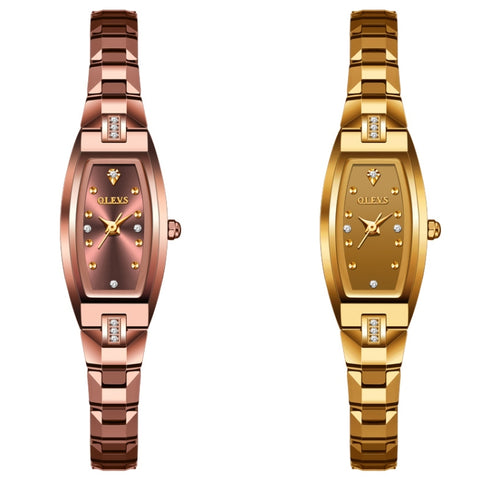 OLEVS 5501 Diamond Small Dial Tungsten Steel Bracelet Quartz Watch for Ladies