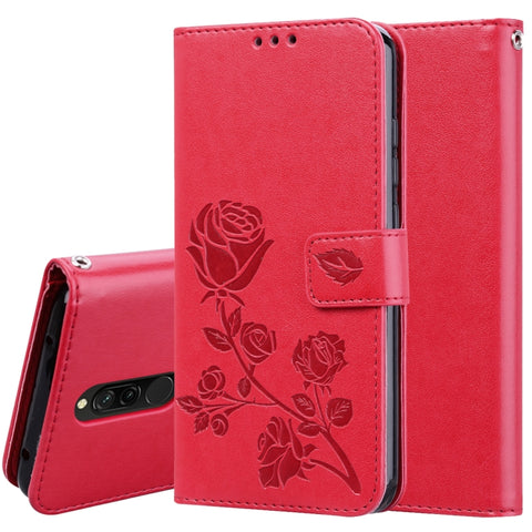 Rose Embossed Horizontal Flip PU Leather Case for Galaxy A10, with Holder & Card Slots & Wallet, For Xiaomi Redmi 8, For Xiaomi Redmi Note 8, For Xiaomi Redmi Note 8 Pro, For Galaxy A10s, For Galaxy A20s