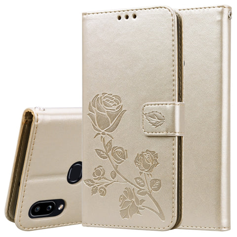 Rose Embossed Horizontal Flip PU Leather Case for Galaxy A10, with Holder & Card Slots & Wallet, For Xiaomi Redmi 8, For Xiaomi Redmi Note 8, For Xiaomi Redmi Note 8 Pro, For Galaxy A10s, For Galaxy A20s