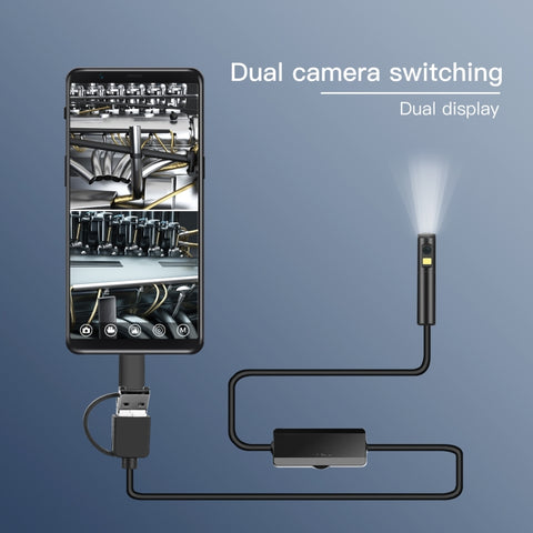 AN100 3 in 1 IP68 Waterproof USB-C / Type-C + Micro USB + USB Dual Cameras Industrial Didital Endoscope with 9 LEDs, Support Android System, Lens Diameter: 5.5mm, 1m Soft Cable, 2m Soft Cable, 3.5m Soft Cable, 5m Soft Cable, 10m Soft Cable, 1m Hard Cab...