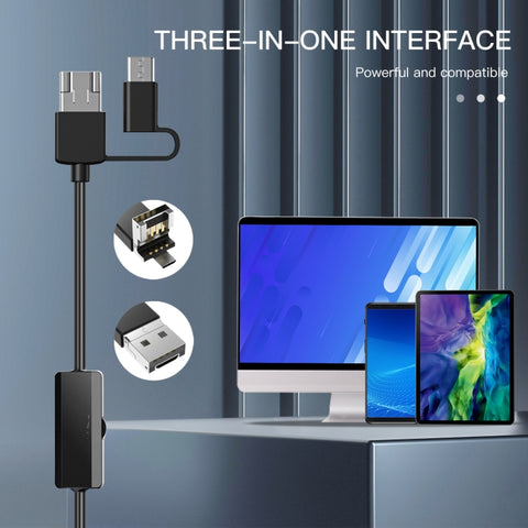 AN100 3 in 1 IP68 Waterproof USB-C / Type-C + Micro USB + USB Dual Cameras Industrial Didital Endoscope with 9 LEDs, Support Android System, Lens Diameter: 5.5mm, 1m Soft Cable, 2m Soft Cable, 3.5m Soft Cable, 5m Soft Cable, 10m Soft Cable, 1m Hard Cab...