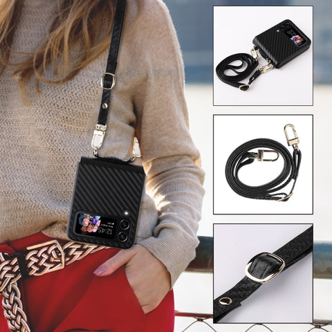 Carbon Fiber Texture Phone Case, For Samsung Galaxy Z Flip3 5G