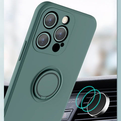 All-inclusive Liquid Silicone Phone Protective Case with Ring Holder & Lanyard, For iPhone 13 mini, For iPhone 13, For iPhone 13 Pro