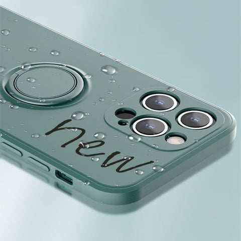 All-inclusive Liquid Silicone Phone Protective Case with Ring Holder & Lanyard, For iPhone 13 mini, For iPhone 13, For iPhone 13 Pro