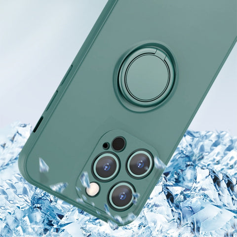 All-inclusive Liquid Silicone Phone Protective Case with Ring Holder & Lanyard, For iPhone 13 mini, For iPhone 13, For iPhone 13 Pro