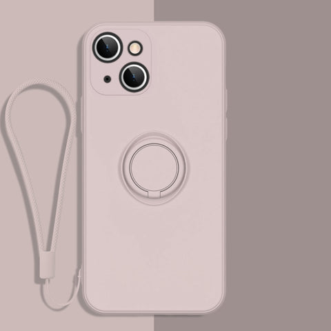 All-inclusive Liquid Silicone Phone Protective Case with Ring Holder & Lanyard, For iPhone 13 mini, For iPhone 13, For iPhone 13 Pro