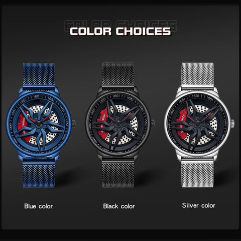 SANDA 1062 360 Degree Hollow Spinning Dial Mesh Strap Quartz Watch for Men, 1062 Mesh Strap