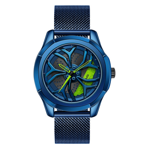SANDA 1065 3D Hollow Out Wheel Non-rotatable Dial Quartz Watch for Men, Steel Belt, Leather Belt, Mesh Belt