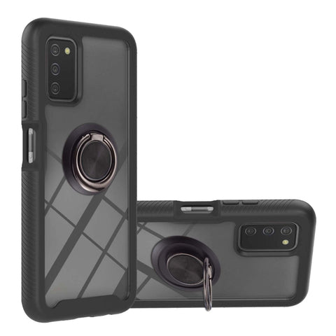 Starry Sky Solid Color Series Shockproof PC + TPU Phone Case with Ring Holder & Magnetic Function, For Samsung Galaxy A03s 164mm