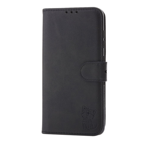 Embossed Happy Cat Pattern Horizontal Flip Leather Phone Case, For Samsung Galaxy S22 5G, For Samsung Galaxy S22+ 5G