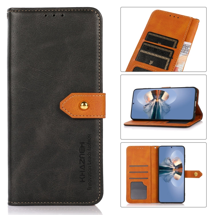 KHAZNEH Dual-color Cowhide Texture Leather Phone Case, For Samsung Galaxy A33 5G