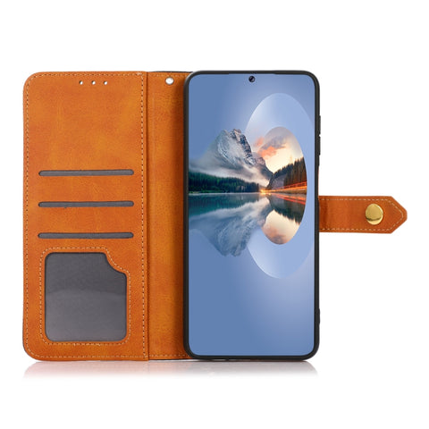 KHAZNEH Dual-color Cowhide Texture Leather Phone Case, For Samsung Galaxy A33 5G