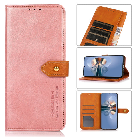 KHAZNEH Dual-color Cowhide Texture Leather Phone Case, For Samsung Galaxy A33 5G