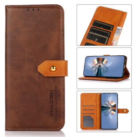 KHAZNEH Dual-color Cowhide Texture Leather Phone Case, For Samsung Galaxy A33 5G