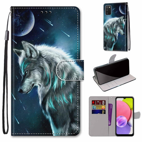 Coloured Drawing Cross Texture Horizontal Flip Leather Phone Case with Holder & Card Slots & Wallet & Lanyard, For Samsung Galaxy A03s 166mm Version, For Samsung Galaxy A13 4G