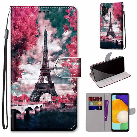 Coloured Drawing Cross Texture Horizontal Flip Leather Phone Case with Holder & Card Slots & Wallet & Lanyard, For Samsung Galaxy A03s 166mm Version, For Samsung Galaxy A13 4G