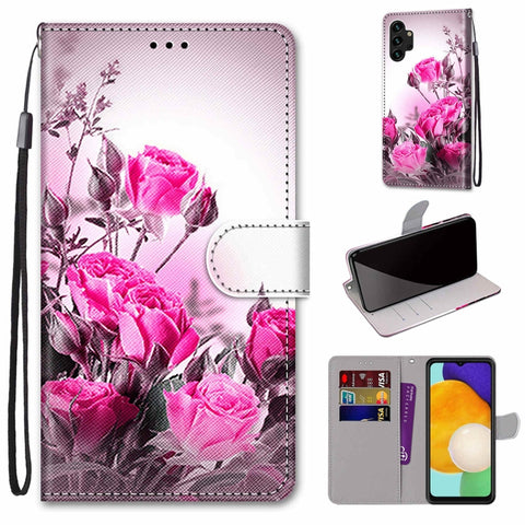 Coloured Drawing Cross Texture Horizontal Flip Leather Phone Case with Holder & Card Slots & Wallet & Lanyard, For Samsung Galaxy A03s 166mm Version, For Samsung Galaxy A13 4G