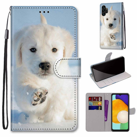 Coloured Drawing Cross Texture Horizontal Flip Leather Phone Case with Holder & Card Slots & Wallet & Lanyard, For Samsung Galaxy A03s 166mm Version, For Samsung Galaxy A13 4G