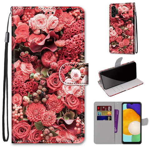 Coloured Drawing Cross Texture Horizontal Flip Leather Phone Case with Holder & Card Slots & Wallet & Lanyard, For Samsung Galaxy A03s 166mm Version, For Samsung Galaxy A13 4G