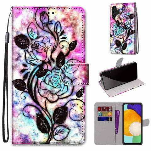 Coloured Drawing Cross Texture Horizontal Flip Leather Phone Case with Holder & Card Slots & Wallet & Lanyard, For Samsung Galaxy A03s 166mm Version, For Samsung Galaxy A13 4G