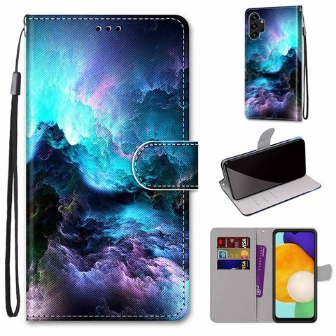 Coloured Drawing Cross Texture Horizontal Flip Leather Phone Case with Holder & Card Slots & Wallet & Lanyard, For Samsung Galaxy A03s 166mm Version, For Samsung Galaxy A13 4G