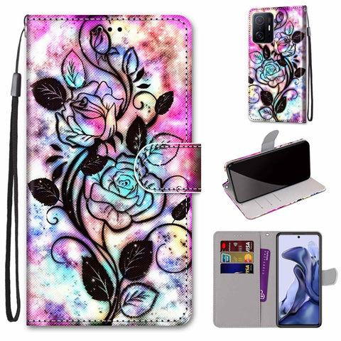 Coloured Drawing Cross Texture Horizontal Flip Leather Phone Case with Holder & Card Slots & Wallet & Lanyard, For Xiaomi 11T / 11T Pro, For Samsung Galaxy A03 Core