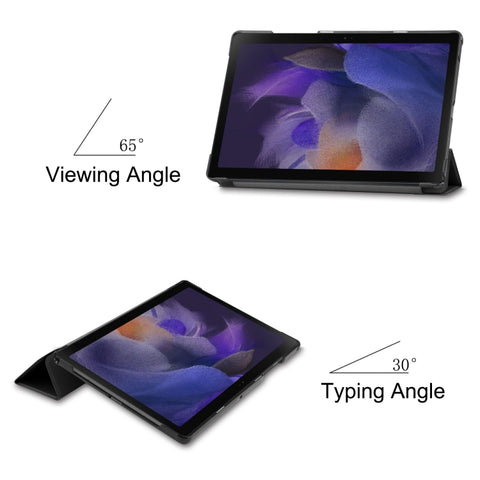 Three-folding Holder Custer Texture Leather Tablet Case, For Samsung Galaxy Tab A8 2021