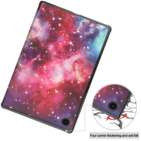 Painted Leather Tablet Case with 3-Fold Holder, For Samsung Galaxy Tab A8 2021