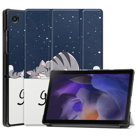 Painted Leather Tablet Case with 3-Fold Holder, For Samsung Galaxy Tab A8 2021