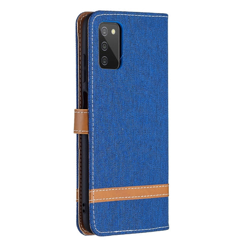 Color Matching Denim Texture Leather Phone Case, For Samsung Galaxy A03s 166mm