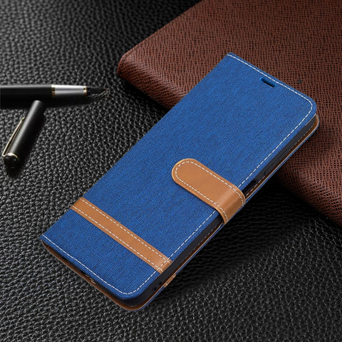 Color Matching Denim Texture Leather Phone Case, For Samsung Galaxy A03s 166mm