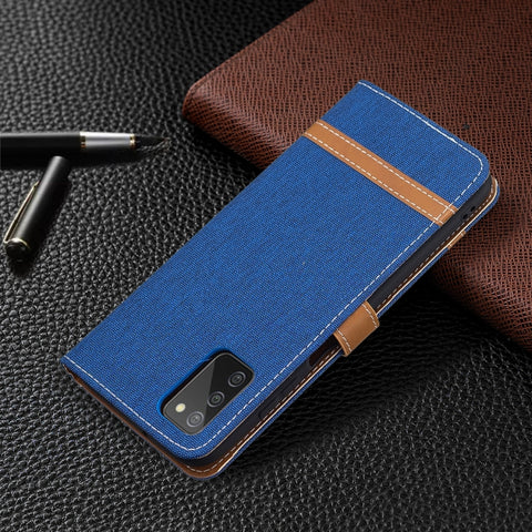 Color Matching Denim Texture Leather Phone Case, For Samsung Galaxy A03s 166mm