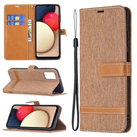 Color Matching Denim Texture Leather Phone Case, For Samsung Galaxy A03s 166mm