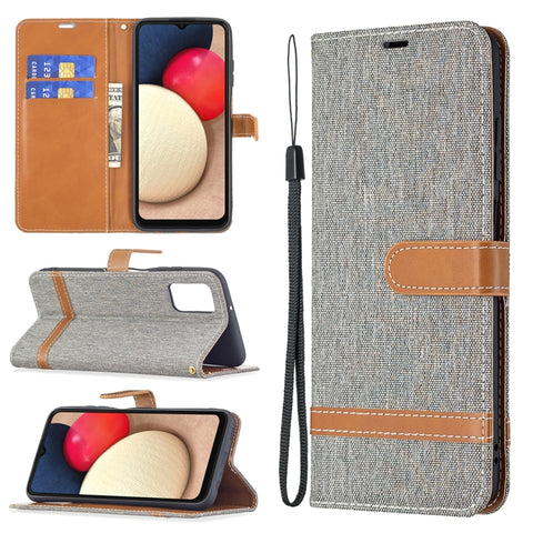 Color Matching Denim Texture Leather Phone Case, For Samsung Galaxy A03s 166mm