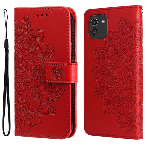 7-petal Flowers Embossing Pattern Horizontal Flip CasePhone Case, For Motorola Moto E20 / E30 / E40, For Samsung Galaxy A03 EU Version, For Samsung Galaxy A03 Global, For Samsung Galaxy A33 5G, For Samsung Galaxy A53 5G