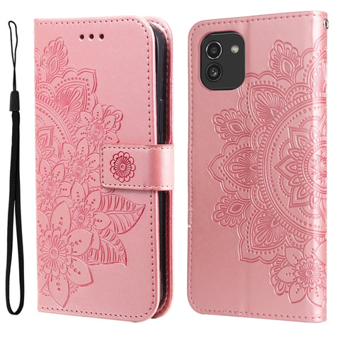 7-petal Flowers Embossing Pattern Horizontal Flip CasePhone Case, For Motorola Moto E20 / E30 / E40, For Samsung Galaxy A03 EU Version, For Samsung Galaxy A03 Global, For Samsung Galaxy A33 5G, For Samsung Galaxy A53 5G