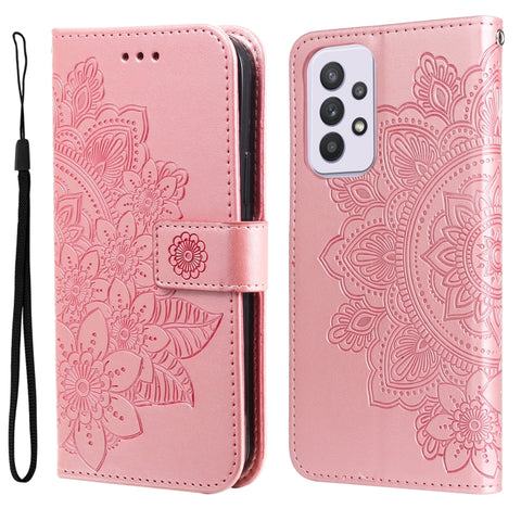 7-petal Flowers Embossing Pattern Horizontal Flip CasePhone Case, For Motorola Moto E20 / E30 / E40, For Samsung Galaxy A03 EU Version, For Samsung Galaxy A03 Global, For Samsung Galaxy A33 5G, For Samsung Galaxy A53 5G