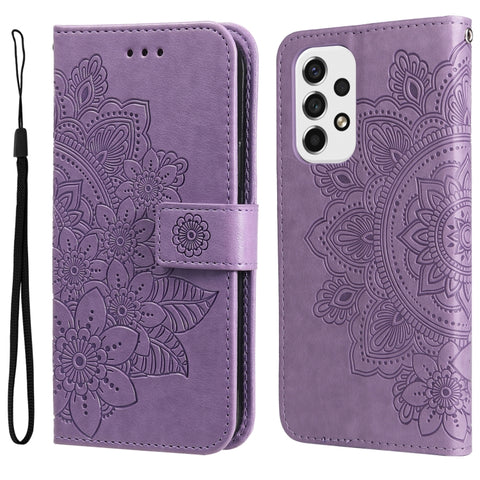 7-petal Flowers Embossing Pattern Horizontal Flip CasePhone Case, For Motorola Moto E20 / E30 / E40, For Samsung Galaxy A03 EU Version, For Samsung Galaxy A03 Global, For Samsung Galaxy A33 5G, For Samsung Galaxy A53 5G